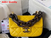 Chanel Mini Flap Bag Lambskin and Wenge Wood Yellow Ref AS4165 Replica