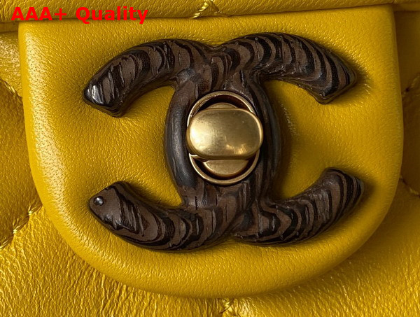 Chanel Mini Flap Bag Lambskin and Wenge Wood Yellow Ref AS4165 Replica