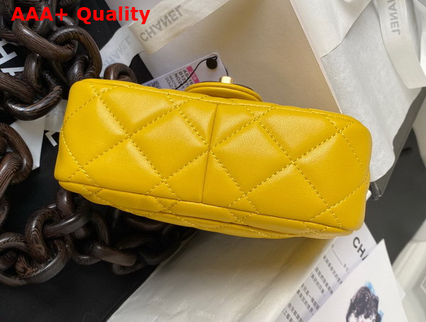 Chanel Mini Flap Bag Lambskin and Wenge Wood Yellow Ref AS4165 Replica