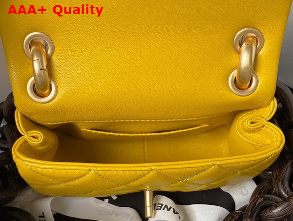 Chanel Mini Flap Bag Lambskin and Wenge Wood Yellow Ref AS4165 Replica