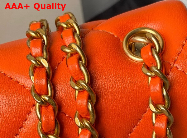 Chanel Mini Flap Bag Orange Lambskin Imitation Pearls Gold Tone Metal AS4868 Replica