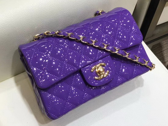 Chanel Mini Flap Bag Patent Leather Purple Gold Hardware