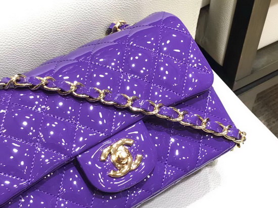 Chanel Mini Flap Bag Patent Leather Purple Gold Hardware