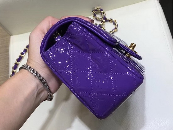 Chanel Mini Flap Bag Patent Leather Purple Gold Hardware