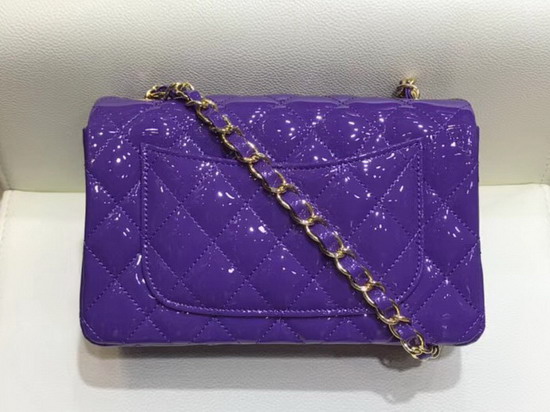 Chanel Mini Flap Bag Patent Leather Purple Gold Hardware