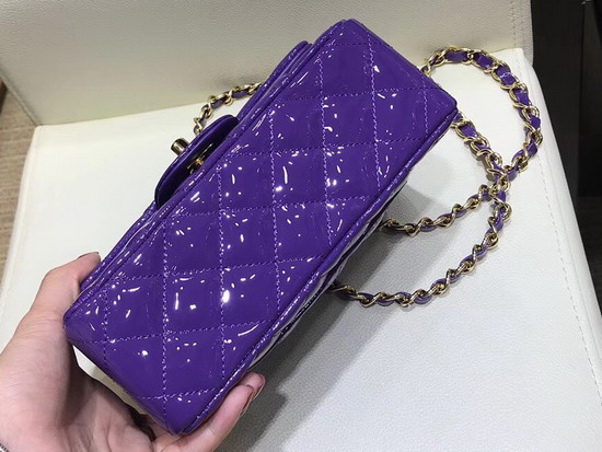 Chanel Mini Flap Bag Patent Leather Purple Gold Hardware