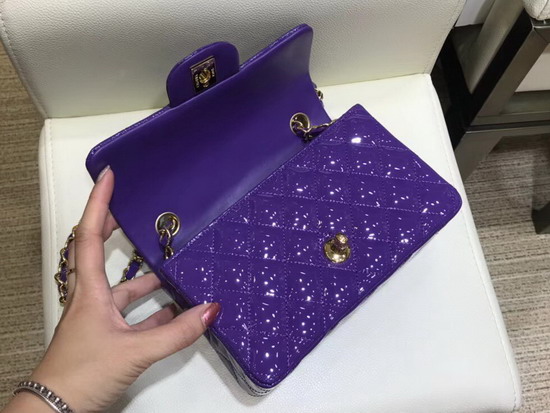 Chanel Mini Flap Bag Patent Leather Purple Gold Hardware