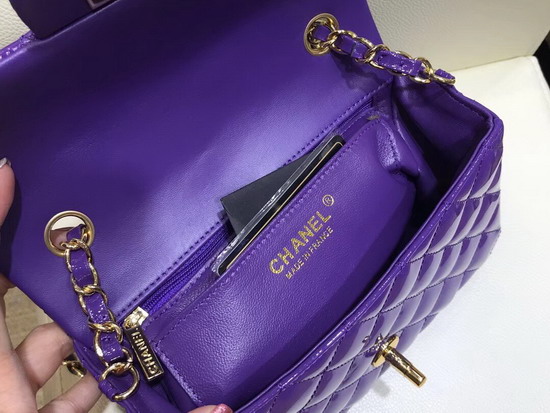 Chanel Mini Flap Bag Patent Leather Purple Gold Hardware