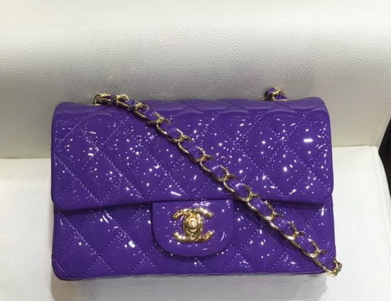 Chanel Mini Flap Bag Patent Leather Purple Gold Hardware