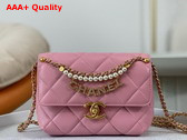 Chanel Mini Flap Bag Pink Lambskin Imitation Pearls Gold Tone Metal AS4986 Replica