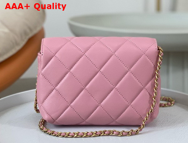 Chanel Mini Flap Bag Pink Lambskin Imitation Pearls Gold Tone Metal AS4986 Replica