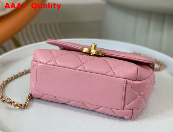 Chanel Mini Flap Bag Pink Lambskin Imitation Pearls Gold Tone Metal AS4986 Replica