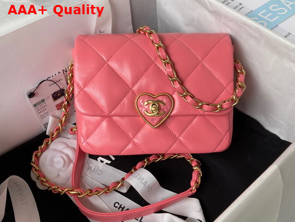 Chanel Mini Flap Bag Pink Lambskin Plexi Gold Tone Metal AS3979 Replica