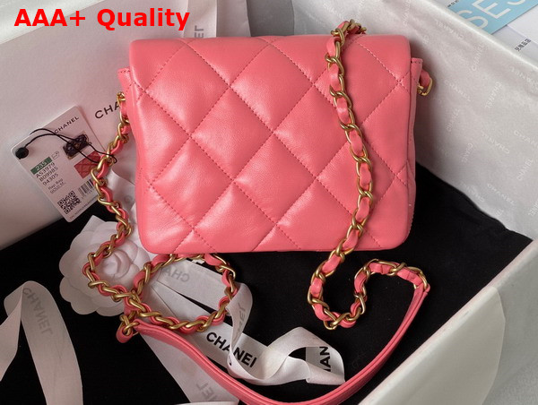 Chanel Mini Flap Bag Pink Lambskin Plexi Gold Tone Metal AS3979 Replica