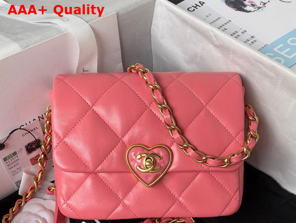 Chanel Mini Flap Bag Pink Lambskin Plexi Gold Tone Metal AS3979 Replica