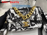 Chanel Mini Flap Bag Printed Fabric Gold Tone Metal Gray and Black Ref AS3004 Replica