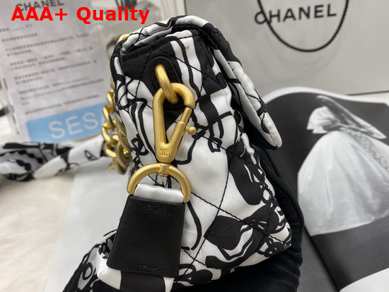 Chanel Mini Flap Bag Printed Fabric Gold Tone Metal Gray and Black Ref AS3004 Replica