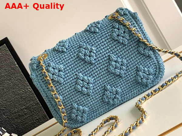 Chanel Mini Flap Bag Raffia Effect Braided and Gold Tone Metal Blue Ref AS4518 Replica