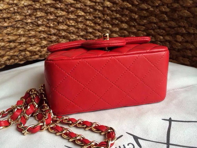 Chanel Mini Flap Bag Red Lambskin Gold Hardware for Sale