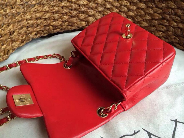 Chanel Mini Flap Bag Red Lambskin Gold Hardware for Sale