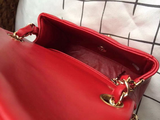 Chanel Mini Flap Bag Red Lambskin Gold Hardware for Sale