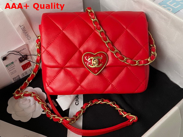 Chanel Mini Flap Bag Red Lambskin Plexi Gold Tone Metal AS3979 Replica