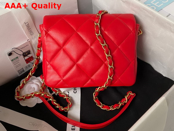 Chanel Mini Flap Bag Red Lambskin Plexi Gold Tone Metal AS3979 Replica