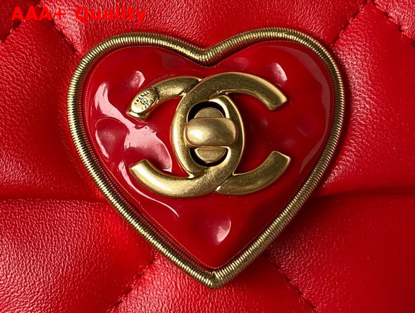 Chanel Mini Flap Bag Red Lambskin Plexi Gold Tone Metal AS3979 Replica