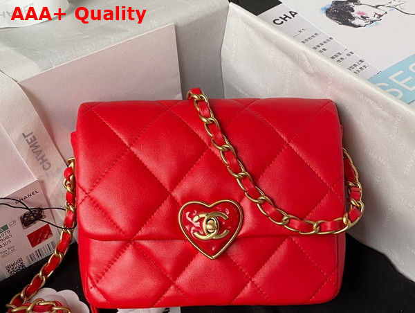 Chanel Mini Flap Bag Red Lambskin Plexi Gold Tone Metal AS3979 Replica