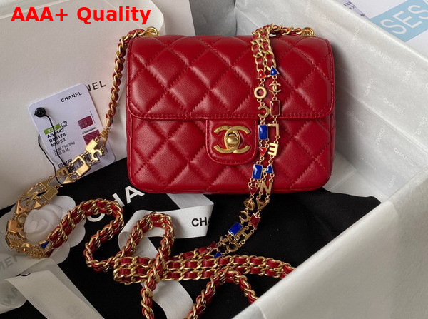 Chanel Mini Flap Bag Red Lambskin and Enamel AS3442 Replica