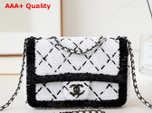 Chanel Mini Flap Bag Sequins and Black Metal White and Black Replica