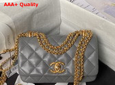 Chanel Mini Flap Bag Shiny Lambskin Gold Tone Metal Light Grey AS4972 Replica