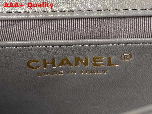 Chanel Mini Flap Bag Shiny Lambskin Gold Tone Metal Light Grey AS4972 Replica