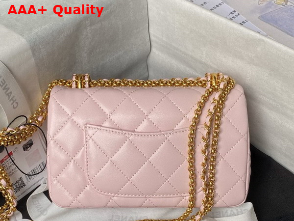 Chanel Mini Flap Bag Shiny Lambskin Gold Tone Metal Light Pink AS4972 Replica