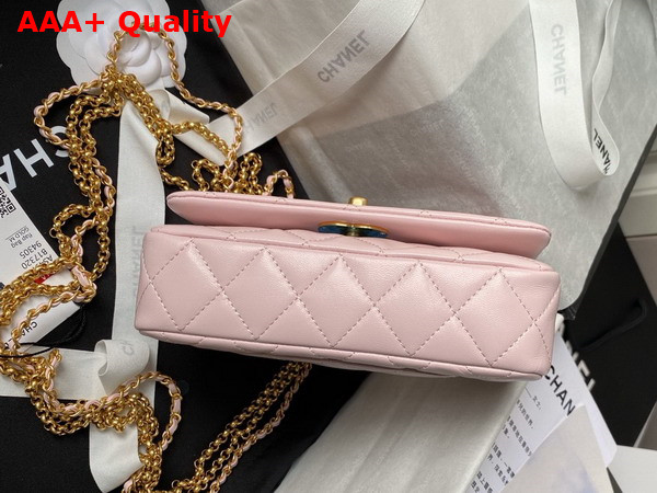 Chanel Mini Flap Bag Shiny Lambskin Gold Tone Metal Light Pink AS4972 Replica