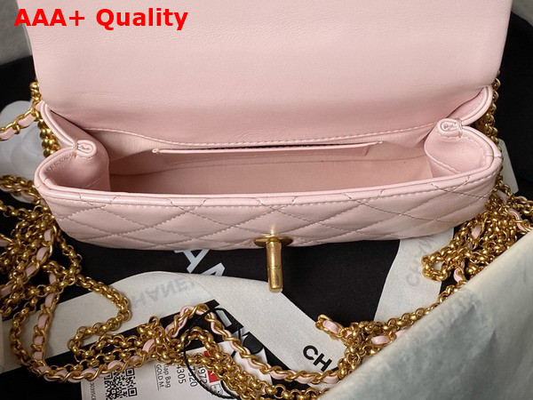 Chanel Mini Flap Bag Shiny Lambskin Gold Tone Metal Light Pink AS4972 Replica