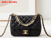 Chanel Mini Flap Bag Shiny Lambskin Imitation Pearls and Gold Tone Metal Black Ref AS4385 Replica