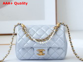 Chanel Mini Flap Bag Shiny Lambskin Imitation Pearls and Gold Tone Metal Silver Ref AS4385 Replica