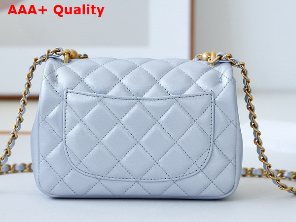 Chanel Mini Flap Bag Shiny Lambskin Imitation Pearls and Gold Tone Metal Silver Ref AS4385 Replica