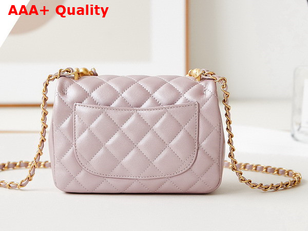 Chanel Mini Flap Bag Shiny Lambskin Imitation Pearls and Gold Tone Metal Light Pink Ref AS4385 Replica