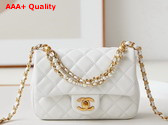 Chanel Mini Flap Bag Shiny Lambskin Imitation Pearls and Gold Tone Metal White Ref AS4385 Replica