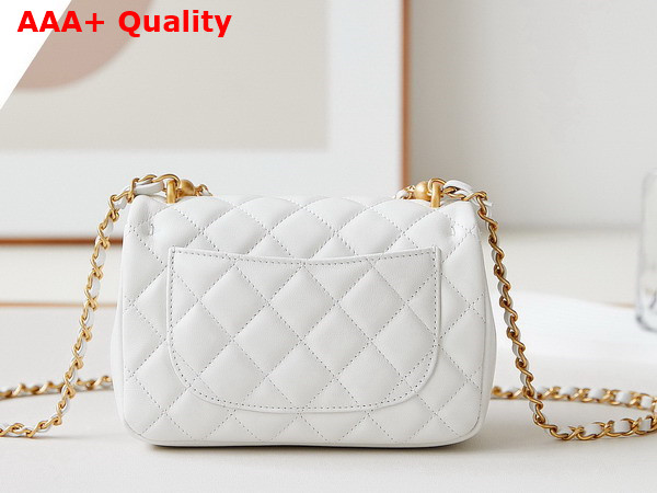 Chanel Mini Flap Bag Shiny Lambskin Imitation Pearls and Gold Tone Metal White Ref AS4385 Replica