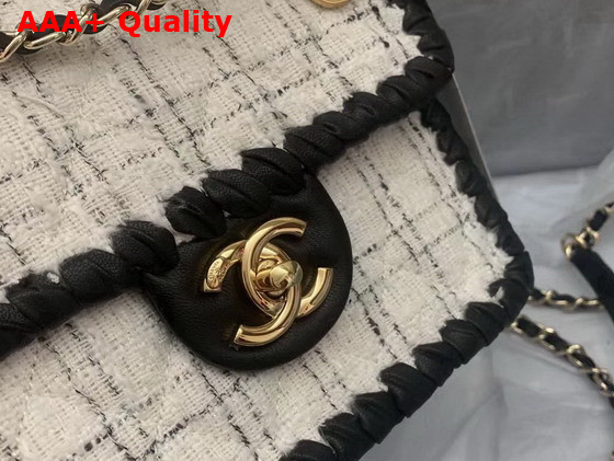 Chanel Mini Flap Bag Tweed Braided Calfskin Gold Tone Metal Gray and Black Ref AS2495 Replica