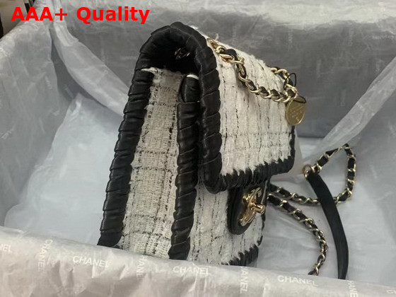 Chanel Mini Flap Bag Tweed Braided Calfskin Gold Tone Metal Gray and Black Ref AS2495 Replica