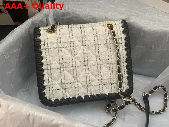 Chanel Mini Flap Bag Tweed Braided Calfskin Gold Tone Metal Gray and Black Ref AS2495 Replica