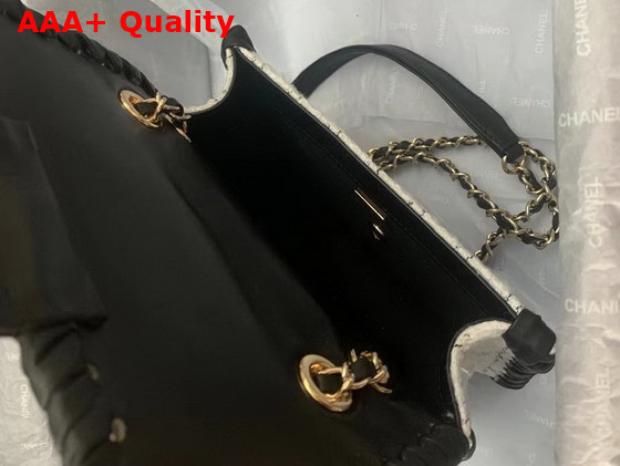 Chanel Mini Flap Bag Tweed Braided Calfskin Gold Tone Metal Gray and Black Ref AS2495 Replica