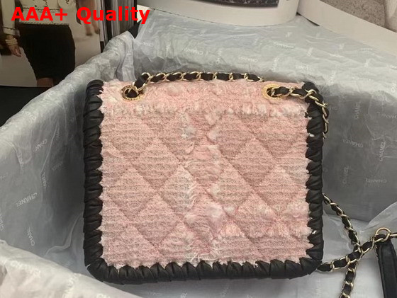 Chanel Mini Flap Bag Tweed Braided Calfskin Gold Tone Metal Pink and Black Ref AS2495 Replica