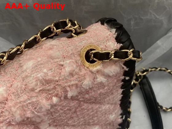 Chanel Mini Flap Bag Tweed Braided Calfskin Gold Tone Metal Pink and Black Ref AS2495 Replica