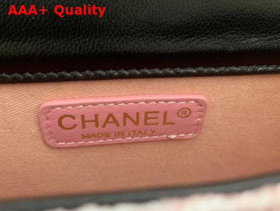 Chanel Mini Flap Bag Tweed Braided Calfskin Gold Tone Metal Pink and Black Ref AS2495 Replica