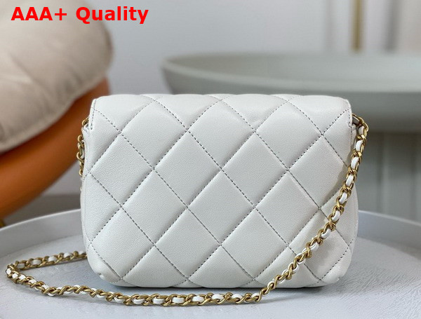 Chanel Mini Flap Bag White Lambskin Imitation Pearls Gold Tone Metal AS4986 Replica